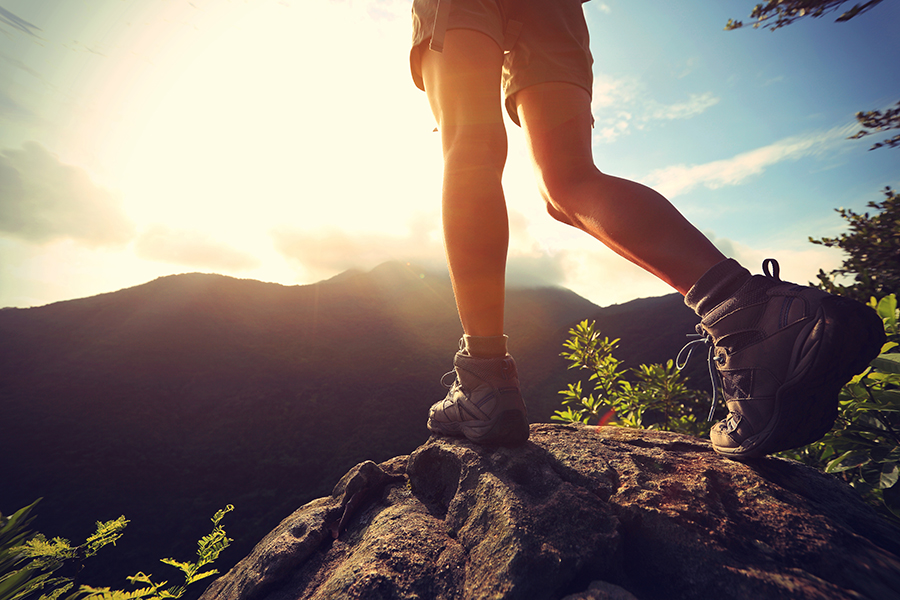 hiker with hiking boots